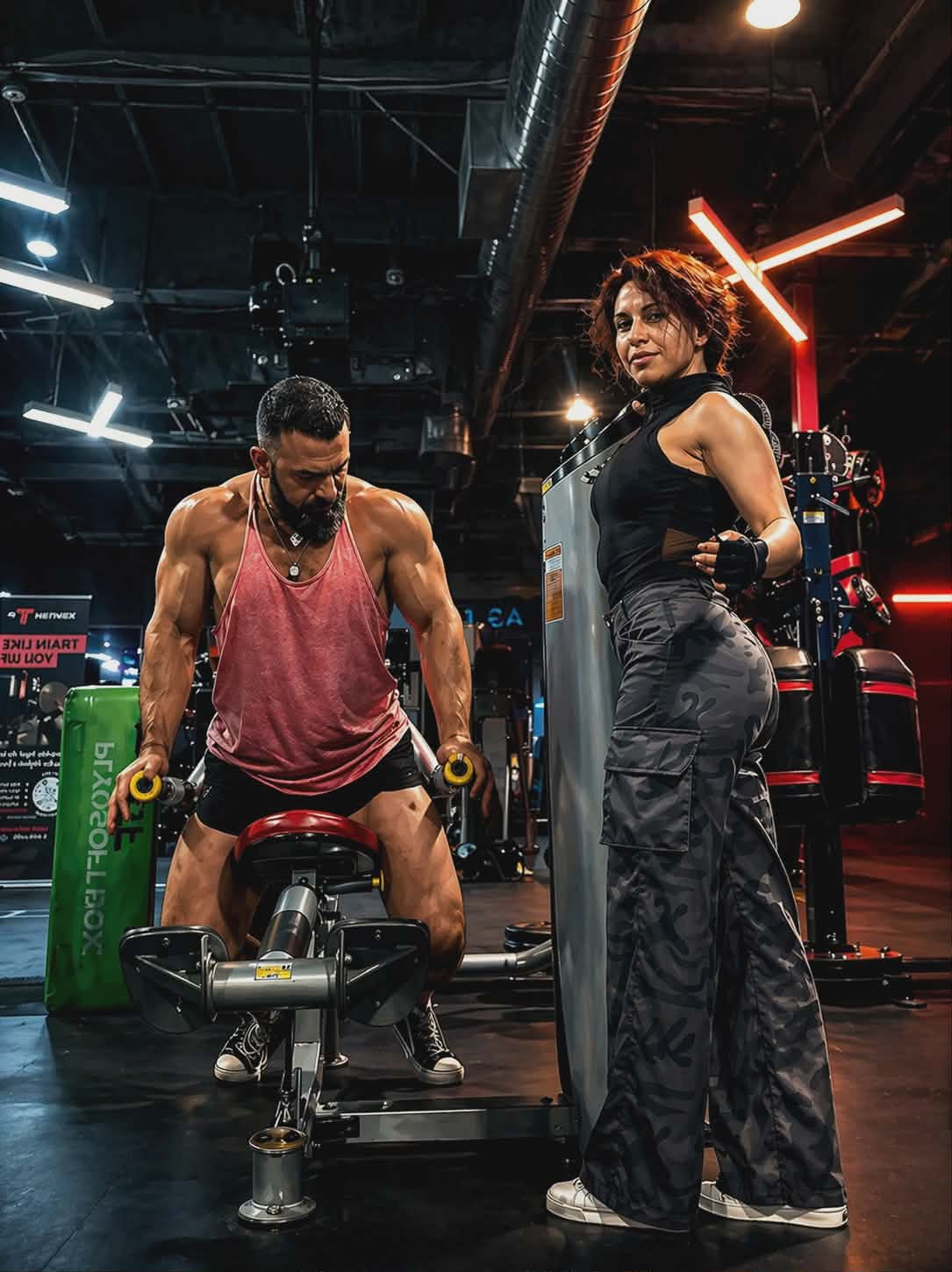Two people training hard in a dark gym — the origin of The Awake Club